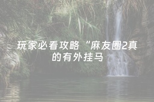 玩家必看攻略“麻友圈2真的有外挂马（助赢神器通用版）