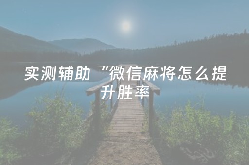 实测辅助“微信麻将怎么提升胜率（助赢神器通用版）