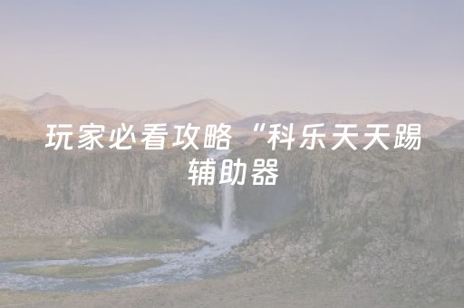 玩家必看攻略“科乐天天踢辅助器（专用辅牌神器免安装）