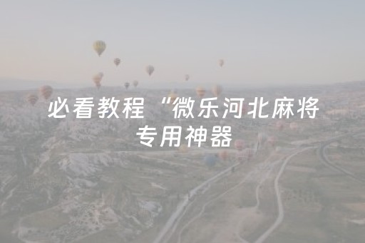 必看教程“微乐河北麻将专用神器（专用辅牌神器免安装）