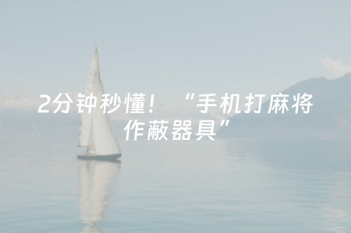 2分钟秒懂！“手机打麻将作蔽器具”（详细透视教程）-哔哩哔哩