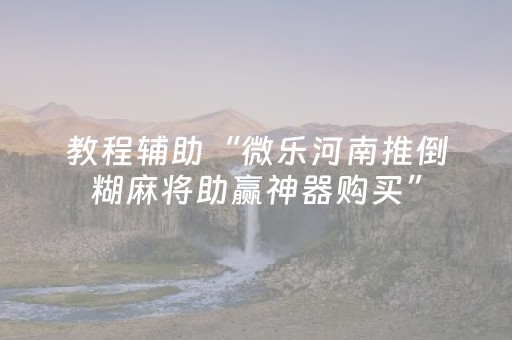 教程辅助“微乐河南推倒糊麻将助赢神器购买”（详细透视教程）-哔哩哔哩