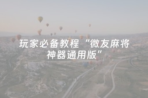 玩家必备教程“微友麻将神器通用版”（详细透视教程）-哔哩哔哩