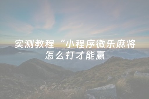 实测教程“小程序微乐麻将怎么打才能赢（专用辅牌神器免安装）