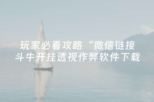 玩家必看攻略“微信链接斗牛开挂透视作弊软件下载”（详细透视教程）-哔哩哔哩