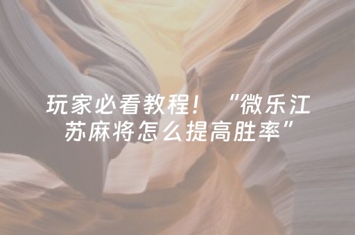 玩家必看教程！“微乐江苏麻将怎么提高胜率”（详细开挂教程）-哔哩哔哩