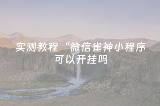 实测教程“微信雀神小程序可以开挂吗（专用辅牌神器免安装）