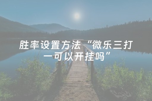胜率设置方法“微乐三打一可以开挂吗”（详细透视教程）-哔哩哔哩