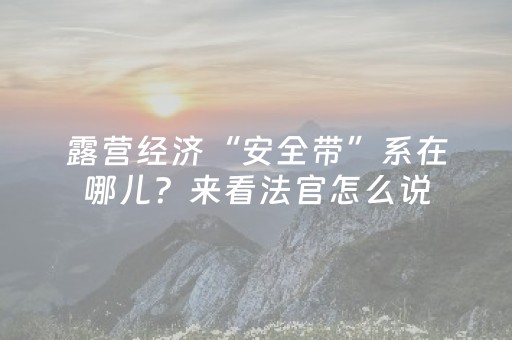 露营经济“安全带”系在哪儿？来看法官怎么说