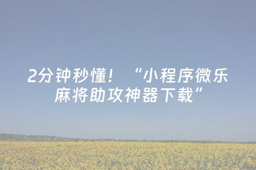 2分钟秒懂！“小程序微乐麻将助攻神器下载”（详细辅助教程）-哔哩哔哩
