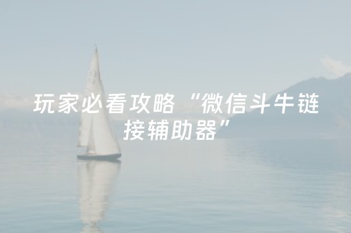 玩家必看攻略“微信斗牛链接辅助器”（详细透视教程）-哔哩哔哩