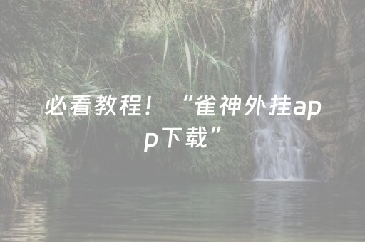 必看教程！“雀神外挂app下载”（详细透视教程）-哔哩哔哩
