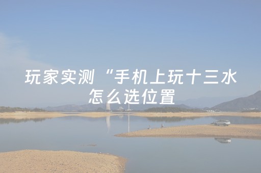 玩家实测“手机上玩十三水怎么选位置（助赢神器通用版）