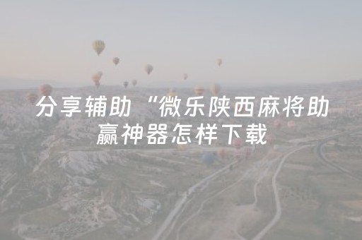 分享辅助“微乐陕西麻将助赢神器怎样下载（专用辅牌神器免安装）