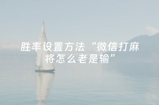 胜率设置方法“微信打麻将怎么老是输”（详细透视教程）-哔哩哔哩