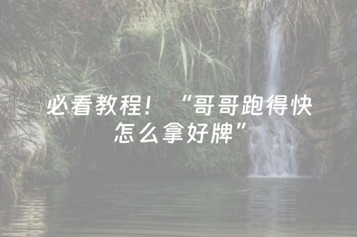 必看教程！“哥哥跑得快怎么拿好牌”（详细辅助教程）-哔哩哔哩