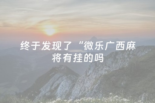 终于发现了“微乐广西麻将有挂的吗（专用辅牌神器免安装）