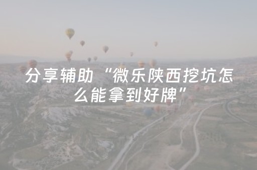 分享辅助“微乐陕西挖坑怎么能拿到好牌”（详细透视教程）-哔哩哔哩