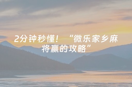 2分钟秒懂！“微乐家乡麻将赢的攻略”（详细辅助教程）-哔哩哔哩