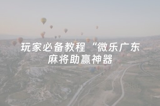 玩家必备教程“微乐广东麻将助赢神器（助赢神器通用版）