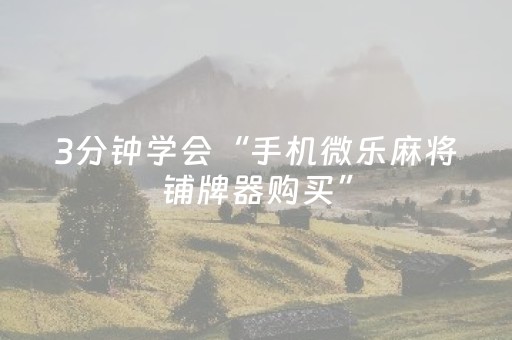 3分钟学会“手机微乐麻将铺牌器购买”（详细透视教程）-哔哩哔哩