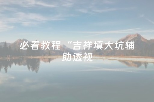 必看教程“吉祥填大坑辅助透视（助赢神器通用版）