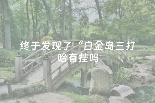 终于发现了“白金岛三打哈有挂吗（助赢神器通用版）