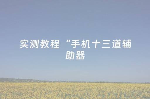 实测教程“手机十三道辅助器（助赢神器通用版）