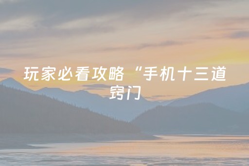 玩家必看攻略“手机十三道窍门（专用辅牌神器免安装）