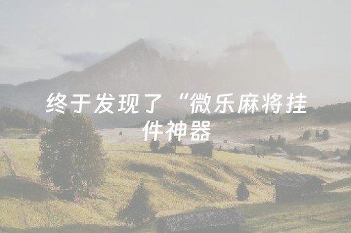 终于发现了“微乐麻将挂件神器（助赢神器通用版）