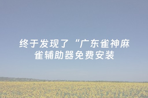 终于发现了“广东雀神麻雀辅助器免费安装（专用辅牌神器免安装）