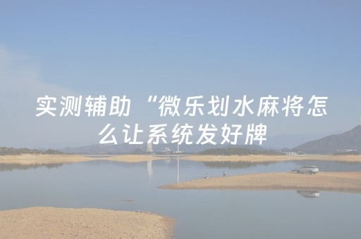 实测辅助“微乐划水麻将怎么让系统发好牌（专用辅牌神器免安装）