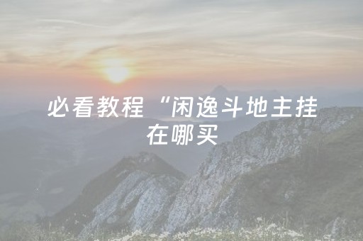 必看教程“闲逸斗地主挂在哪买（助赢神器通用版）