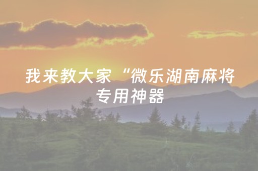 我来教大家“微乐湖南麻将专用神器（专用辅牌神器免安装）