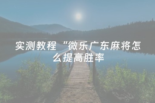 实测教程“微乐广东麻将怎么提高胜率（助赢神器通用版）