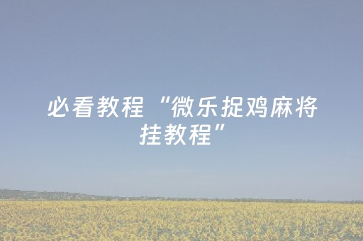 必看教程“微乐捉鸡麻将挂教程”（详细透视教程）-哔哩哔哩