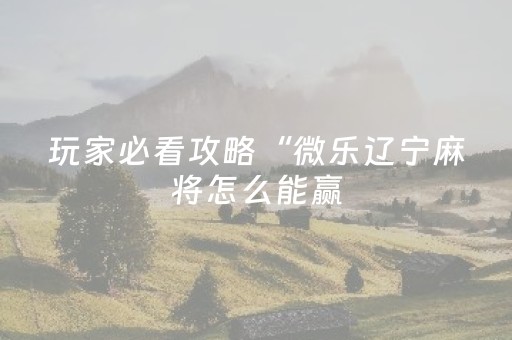 玩家必看攻略“微乐辽宁麻将怎么能赢（专用辅牌神器免安装）