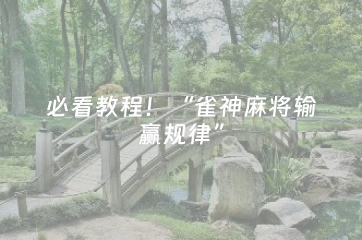 必看教程！“雀神麻将输赢规律”（详细透视教程）-哔哩哔哩