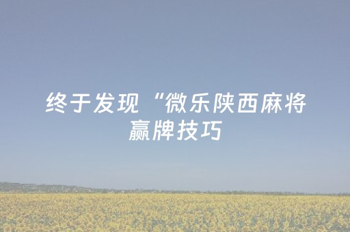 终于发现“微乐陕西麻将赢牌技巧（助赢神器通用版）