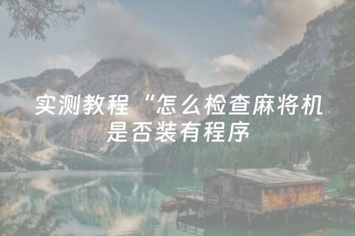 实测教程“怎么检查麻将机是否装有程序（专用辅牌神器免安装）