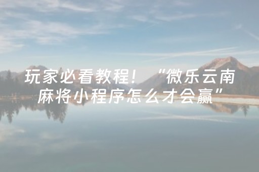 玩家必看教程！“微乐云南麻将小程序怎么才会赢”（详细透视教程）-哔哩哔哩