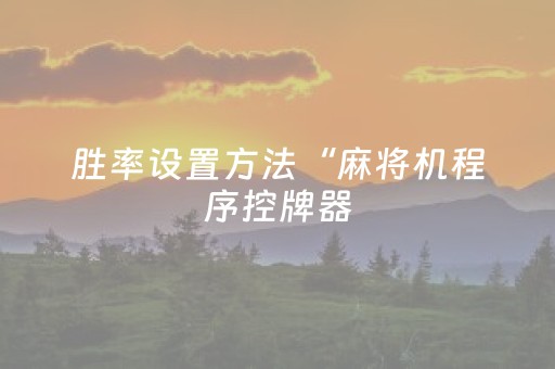 胜率设置方法“麻将机程序控牌器（助赢神器通用版）
