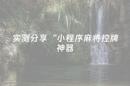 实测分享“小程序麻将控牌神器（专用辅牌神器免安装）
