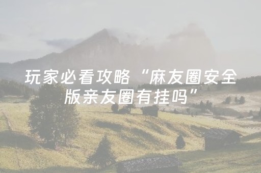 玩家必看攻略“麻友圈安全版亲友圈有挂吗”（详细透视教程）-哔哩哔哩
