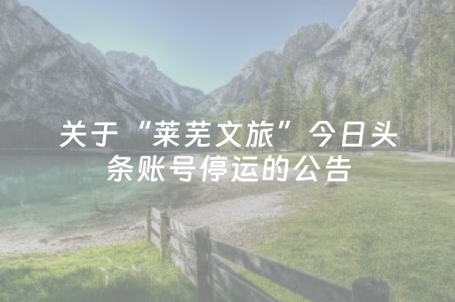 关于“莱芜文旅”今日头条账号停运的公告