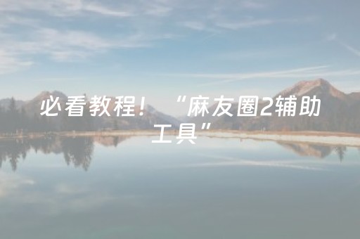 必看教程！“麻友圈2辅助工具”（详细开挂教程）-哔哩哔哩