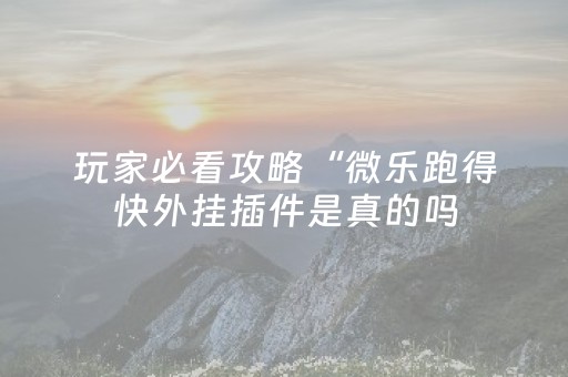玩家必看攻略“微乐跑得快外挂插件是真的吗（专用辅牌神器免安装）