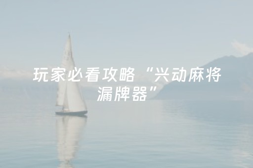 玩家必看攻略“兴动麻将漏牌器”（详细透视教程）-哔哩哔哩
