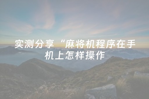 实测分享“麻将机程序在手机上怎样操作（专用辅牌神器免安装）