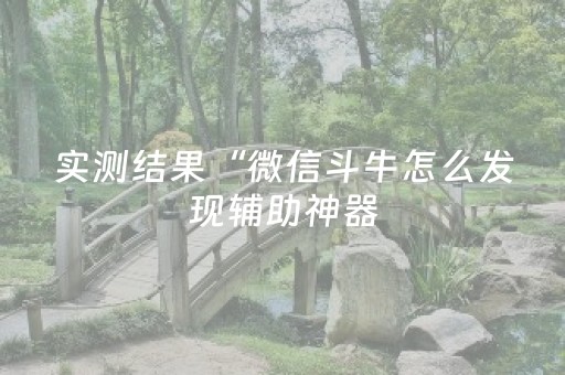 实测结果“微信斗牛怎么发现辅助神器（专用辅牌神器免安装）